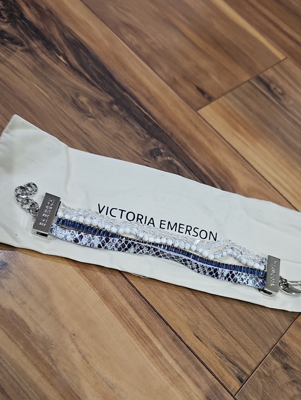 Victoria Emerson Blue and White Layered Wrap Bracelet